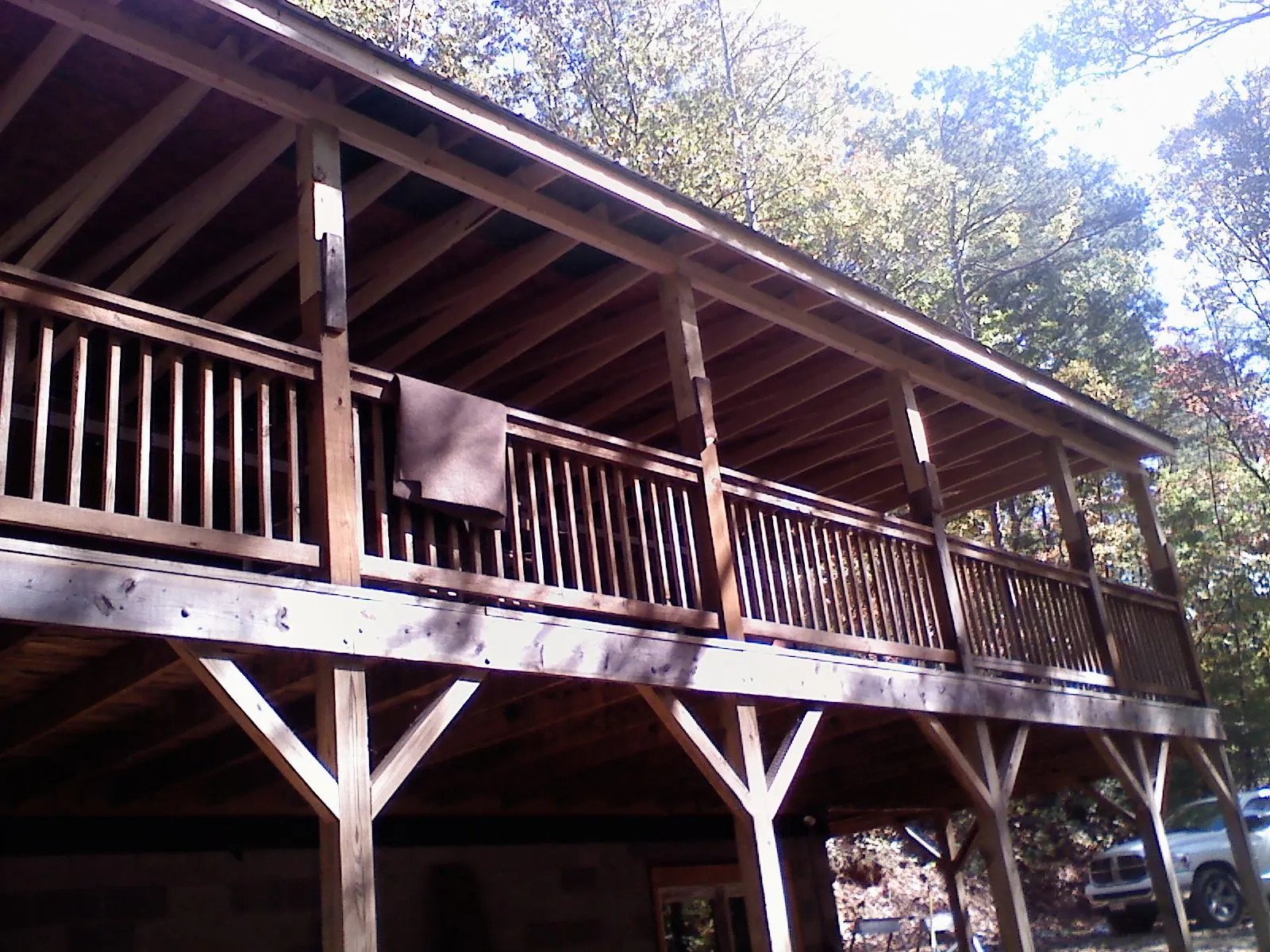 Timber framing under a new elevated porch and deck — Roof Leak Repair in Turbotville by Roofing Brothers